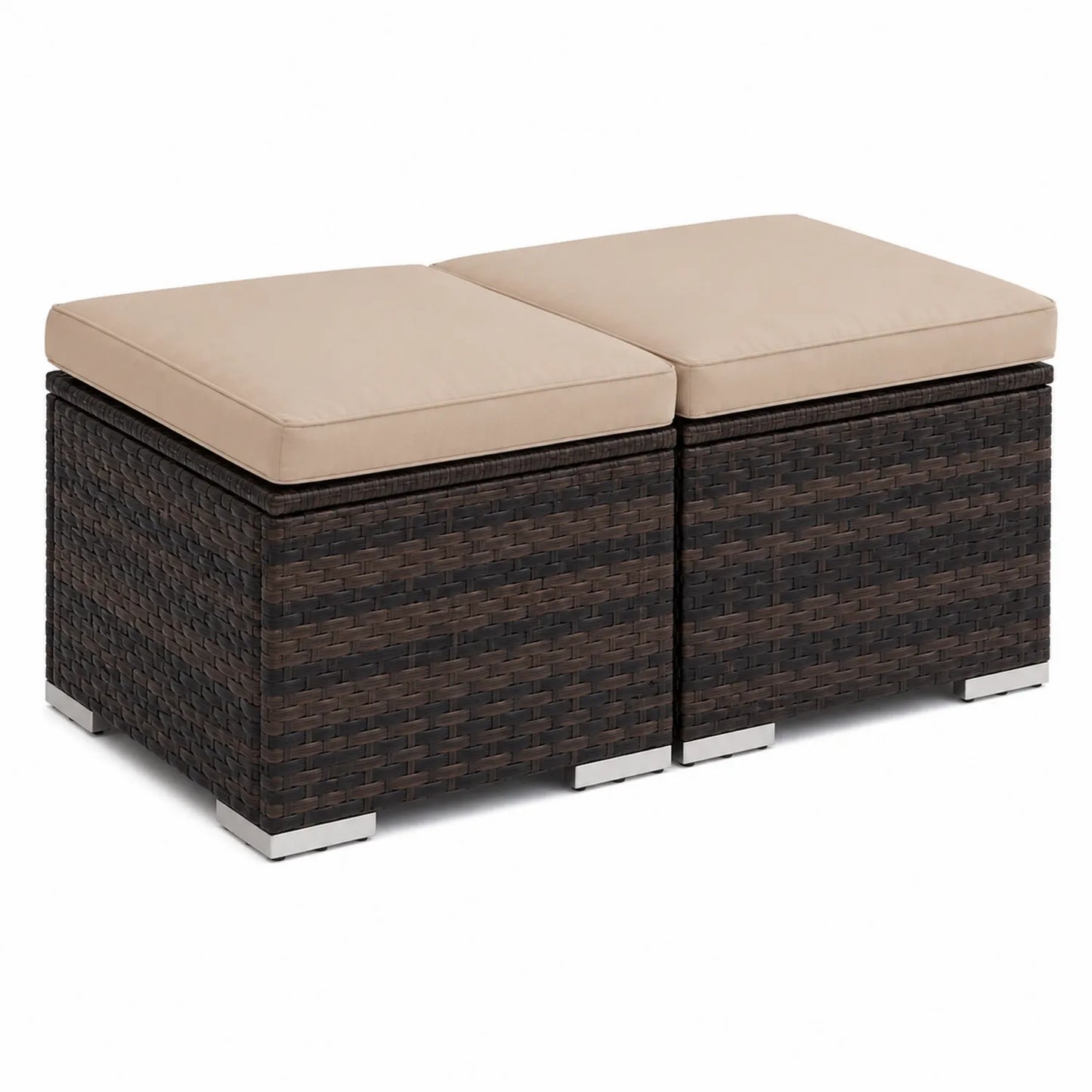 Banc en rotin avec coussins crème