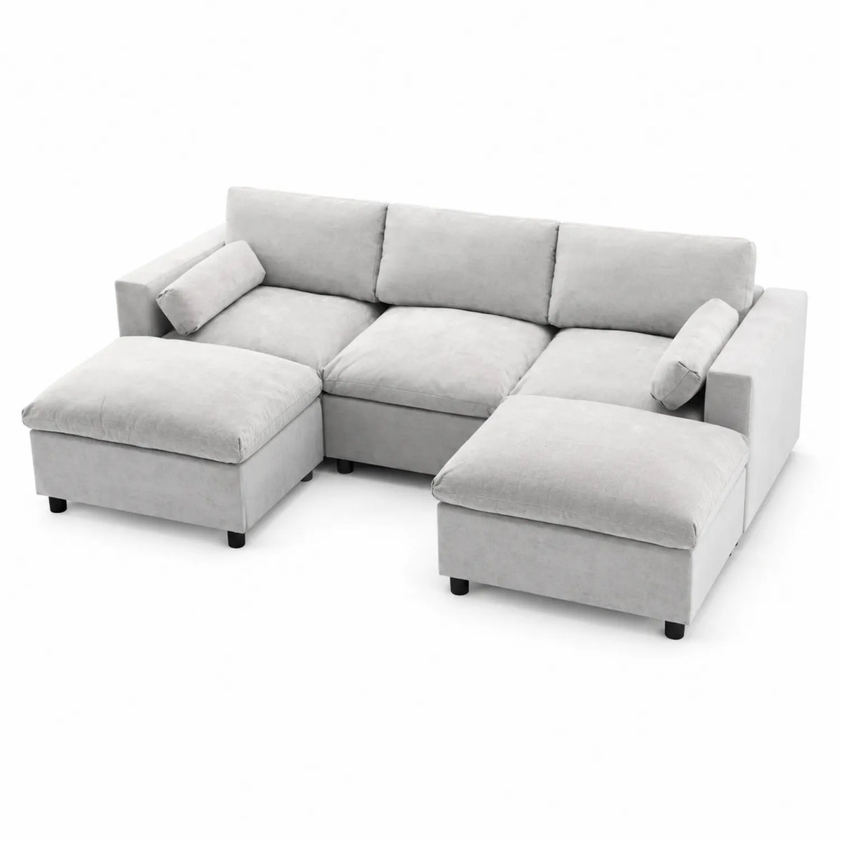 Canapé d'angle modulaire en tissu polyester gris