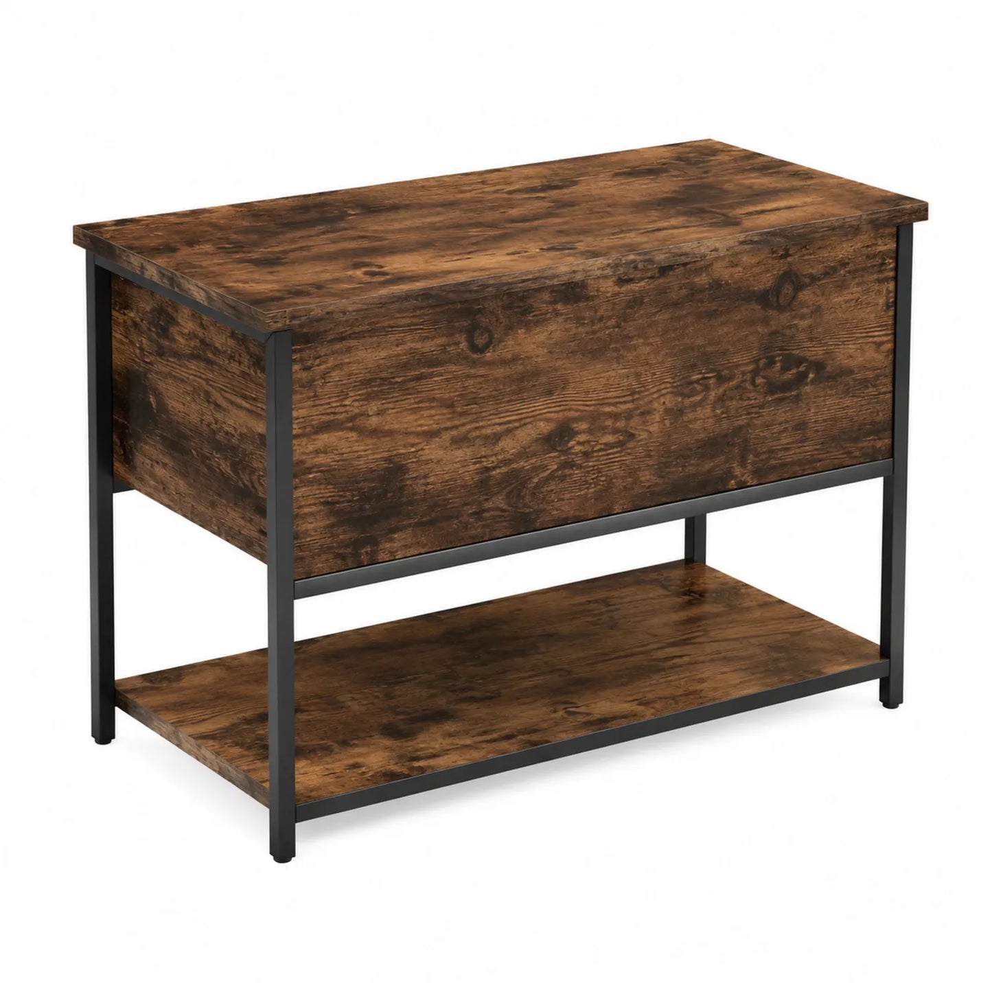 Banc de rangement en bois avec structure métallique 80x40x45 cm