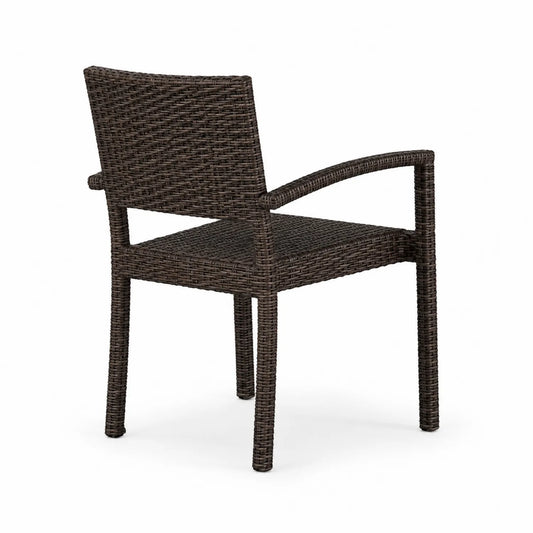 Chaise en rotin synthétique brun avec accoudoirs
