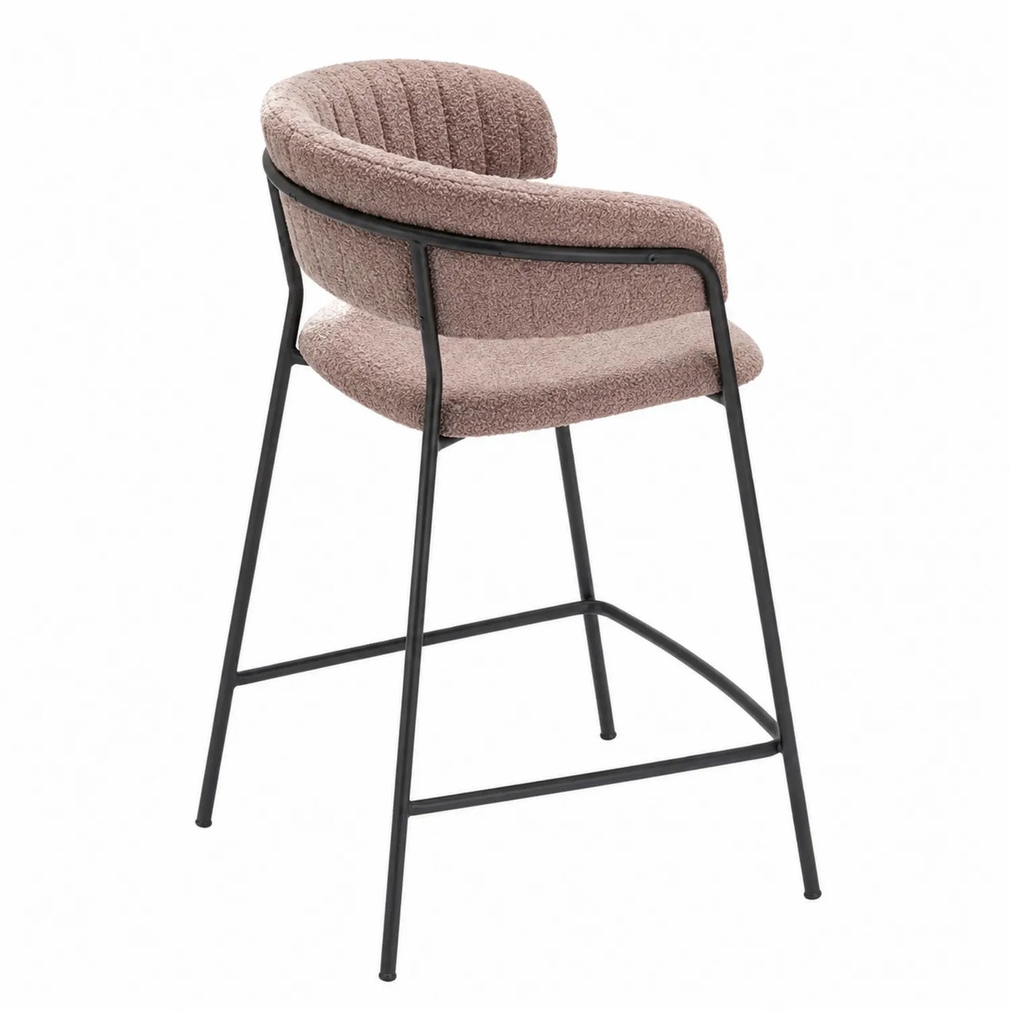 Tabouret de bar en tissu bouclé Marron avec cadre en métal
