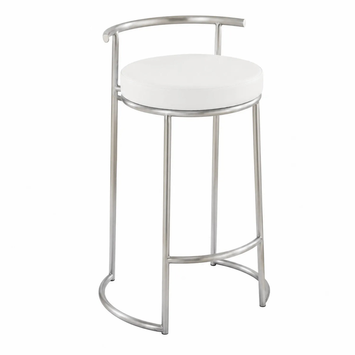 Tabouret de bar en métal et cuir synthétique Blanc