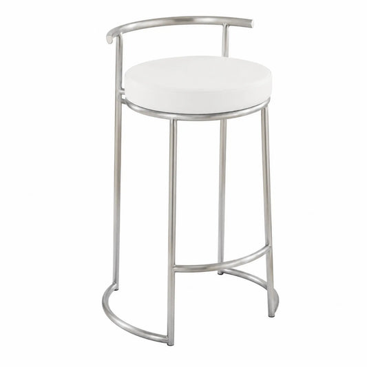 Tabouret de bar en métal et cuir synthétique Blanc