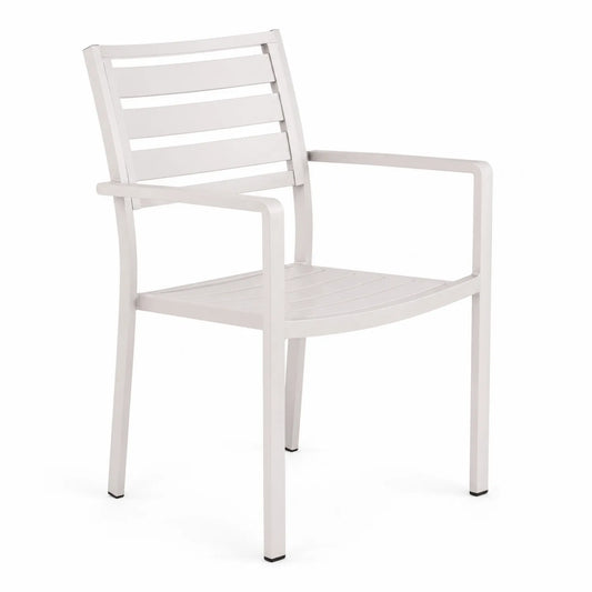 Chaise en aluminium blanc avec accoudoirs 85cm