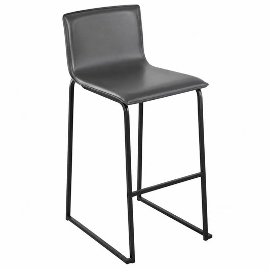 Tabouret de bar en cuir synthétique Noir avec cadre en métal
