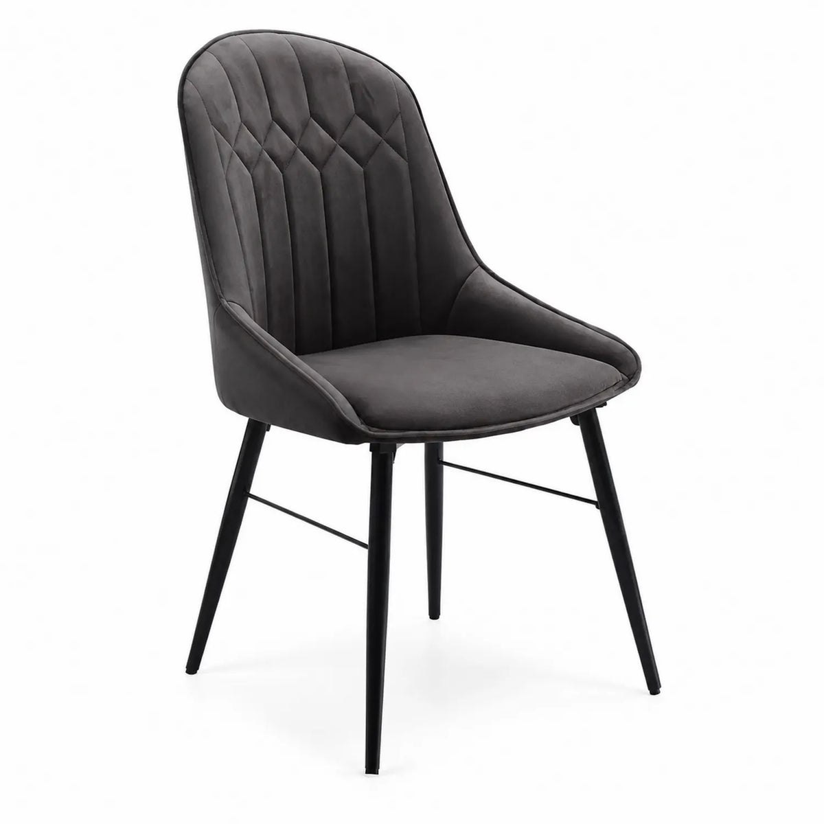 Chaise en velours avec pieds en métal noir