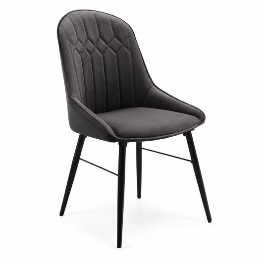Chaise en velours avec pieds en métal noir